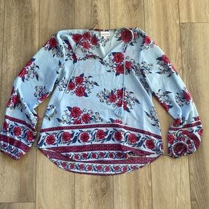 Shyanne long sleeve blue floral blouse